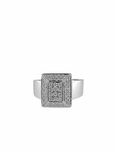 Bague 56 Bague moderne en or blanc 18 carats avec 78 diamants 58 Facettes