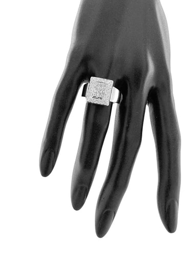 Bague 56 Bague moderne en or blanc 18 carats avec 78 diamants 58 Facettes