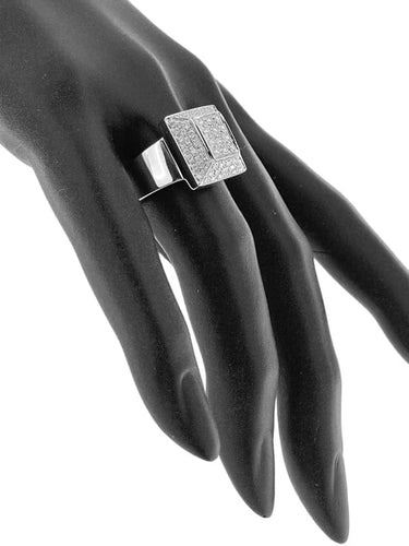 Bague 56 Bague moderne en or blanc 18 carats avec 78 diamants 58 Facettes