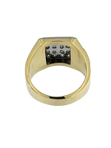 Bague 67 Bague chevalière vintage en or jaune et blanc 18 carats, diamant 58 Facettes