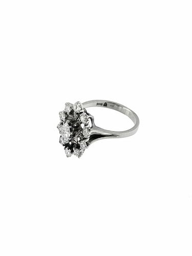 Bague 56.5 Bague cocktail Art déco en or blanc 18 carats et diamants 58 Facettes