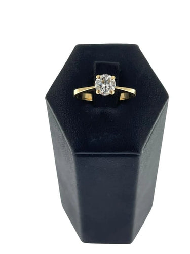 Bague 53 Bague solitaire en or jaune 18 carats avec diamant 0,65 ct 58 Facettes