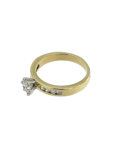 Bague 56 Bague de fiançailles - Bague en or jaune et blanc 18 carats avec diamants 58 Facettes
