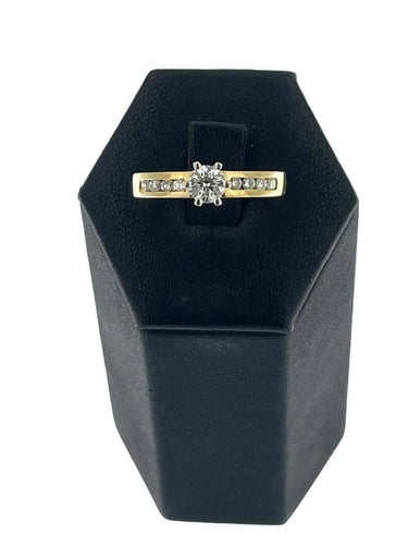 Bague 56 Bague de fiançailles - Bague en or jaune et blanc 18 carats avec diamants 58 Facettes