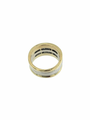 Bague 55.5 Bague moderne en or jaune et blanc 18 carats à diamants 58 Facettes