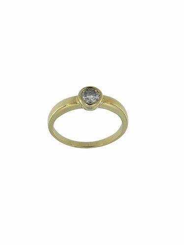 Bague 57.5 Bague de fiançailles - Diamant taille brillant en or jaune 18 carats 58 Facettes