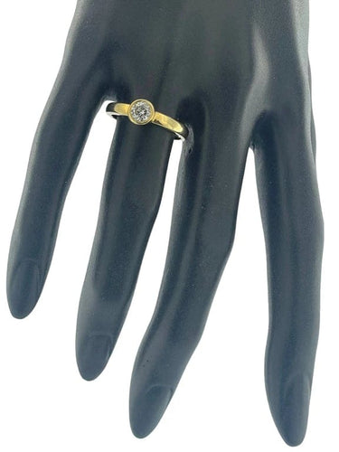 Bague 57.5 Bague de fiançailles - Diamant taille brillant en or jaune 18 carats 58 Facettes