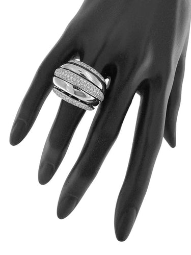 Bague 55 Bague dôme - Bague en or blanc 18 carats et diamants pavés 58 Facettes