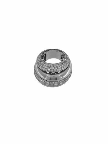 Bague 55 Bague dôme - Bague en or blanc 18 carats et diamants pavés 58 Facettes