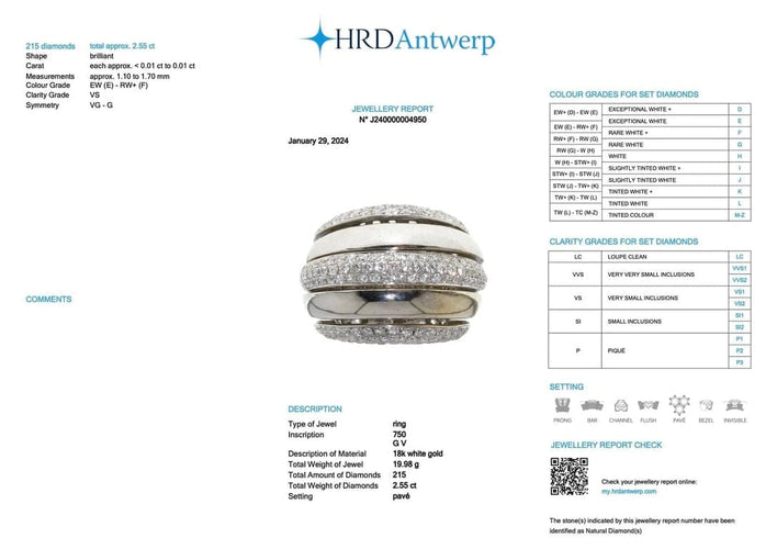 Bague 55 Bague dôme - Bague en or blanc 18 carats et diamants pavés 58 Facettes