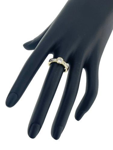 Bague 53 Bague en or jaune 18 carats avec diamants, certificat HRD 58 Facettes