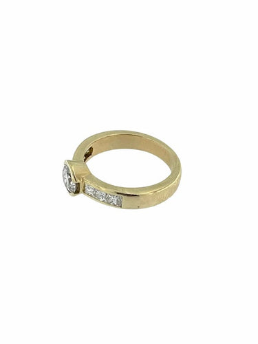 Bague 53 Bague en or jaune 18 carats avec diamants, certificat HRD 58 Facettes