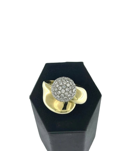 Bague 55.5 Bague rétro en or jaune 18 carats et diamants 58 Facettes