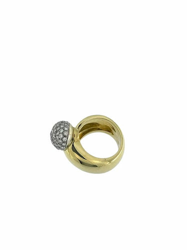 Bague 55.5 Bague rétro en or jaune 18 carats et diamants 58 Facettes