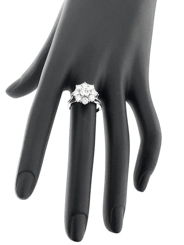 Bague 53 Bague rétro en platine avec diamants, certificat HRD 58 Facettes