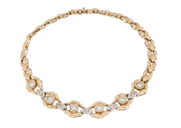 Bracelet Bracelet rétro deux ors 18 carats avec diamants 58 Facettes