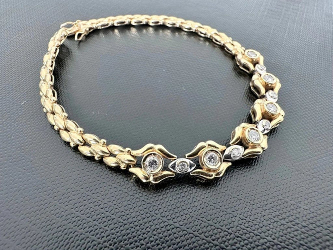 Bracelet Bracelet rétro deux ors 18 carats avec diamants 58 Facettes