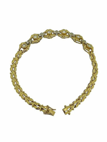 Bracelet Bracelet rétro deux ors 18 carats avec diamants 58 Facettes