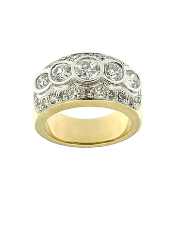 Bague 63.5 Bague en or jaune et blanc 18 carats avec diamants 3,25 ct 58 Facettes