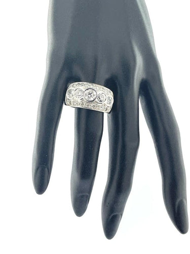 Bague 63.5 Bague en or jaune et blanc 18 carats avec diamants 3,25 ct 58 Facettes