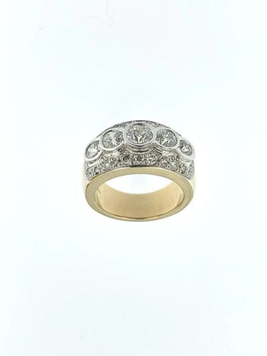 Bague 63.5 Bague en or jaune et blanc 18 carats avec diamants 3,25 ct 58 Facettes
