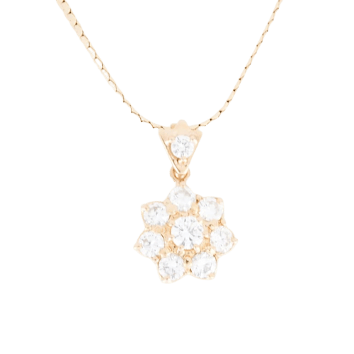 Pendentif Pendentif marguerite en or jaune 18 carats et diamants 58 Facettes