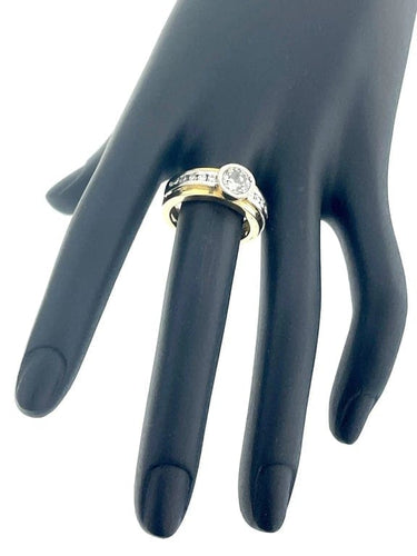 Bague 58 Bague en or jaune et blanc avec diamant 1,40 ct (certificat HRD) 58 Facettes