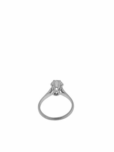 Bague 51 Bague solitaire en or blanc 18 carats avec diamant 1,00 ct HRD 58 Facettes
