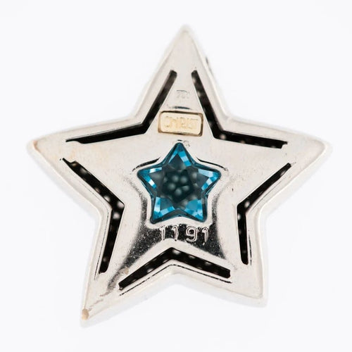 Pendentif CHRIST - Pendentif étoile en or blanc 18 carats, diamants et topaze bleue 58 Facettes