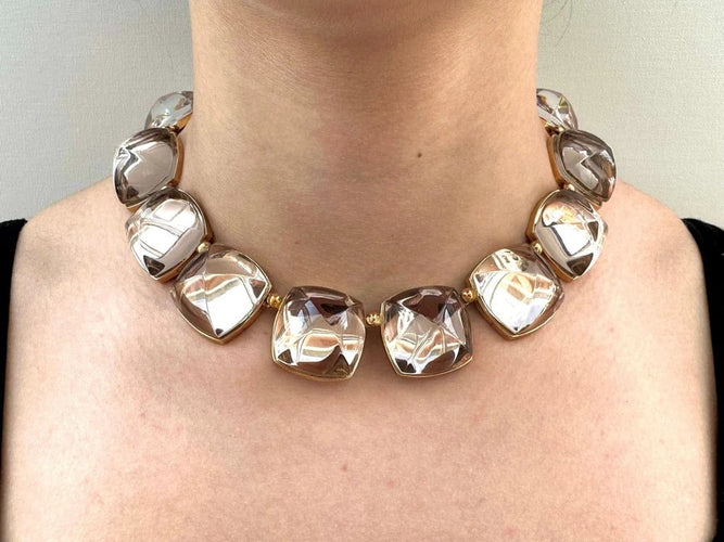 Collier Baccarat - Collier en or jaune 18 carats et cristal fumé 58 Facettes