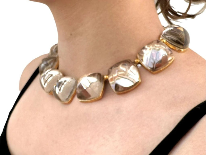 Collier Baccarat - Collier en or jaune 18 carats et cristal fumé 58 Facettes