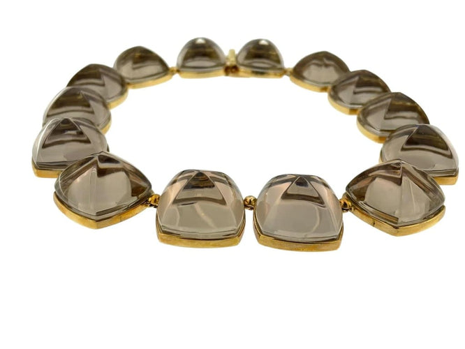 Collier Baccarat - Collier en or jaune 18 carats et cristal fumé 58 Facettes