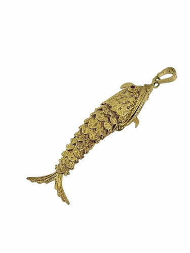 Pendentif Pendentif artisanal italien en or jaune 18 carats avec rubis 58 Facettes