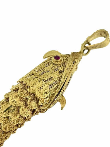 Pendentif Pendentif artisanal italien en or jaune 18 carats avec rubis 58 Facettes