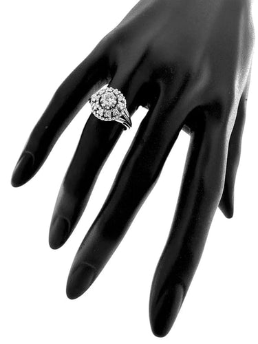 Bague 54 Bague cocktail rétro en or blanc 18 carats et diamants 58 Facettes
