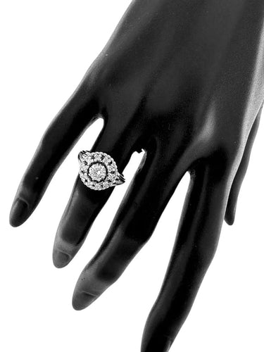 Bague 54 Bague cocktail rétro en or blanc 18 carats et diamants 58 Facettes