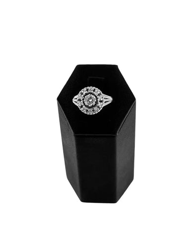 Bague 54 Bague cocktail rétro en or blanc 18 carats et diamants 58 Facettes