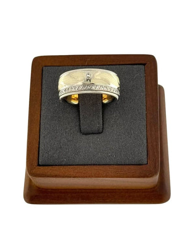 Bague 54 Wellendorff - Bague cinétique en or blanc et or rose, émail et diamants 58 Facettes