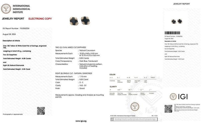 Boucles d'oreilles Clous d’oreilles - Saphirs et diamants en or 18 carats 58 Facettes