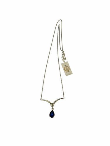 Collier Collier en or blanc 18 carats avec saphir et diamant 58 Facettes