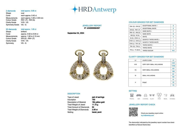 Boucles d'oreilles Boucles d'oreilles en or jaune 18 carats avec diamants 2,50 ct 58 Facettes