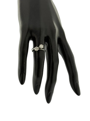 Bague 54.5 Bague rétro en or blanc 18 carats et diamants naturels 58 Facettes