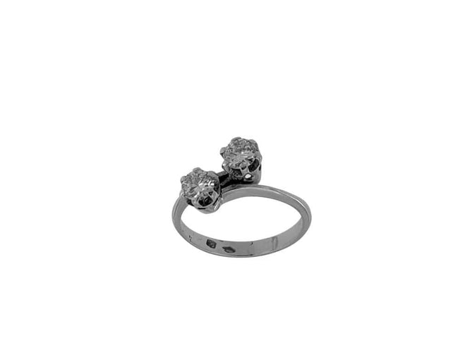 Bague 54.5 Bague rétro en or blanc 18 carats et diamants naturels 58 Facettes