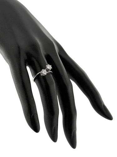 Bague 54.5 Bague rétro en or blanc 18 carats et diamants naturels 58 Facettes