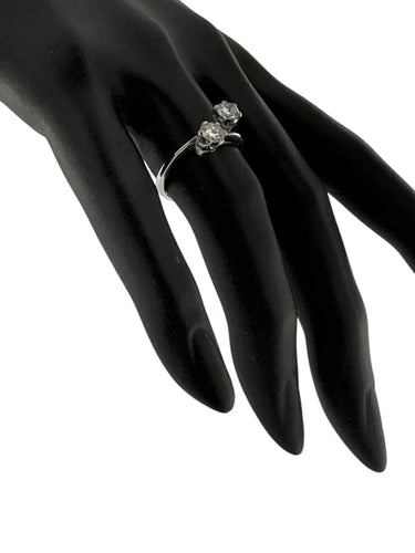 Bague 54.5 Bague rétro en or blanc 18 carats et diamants naturels 58 Facettes