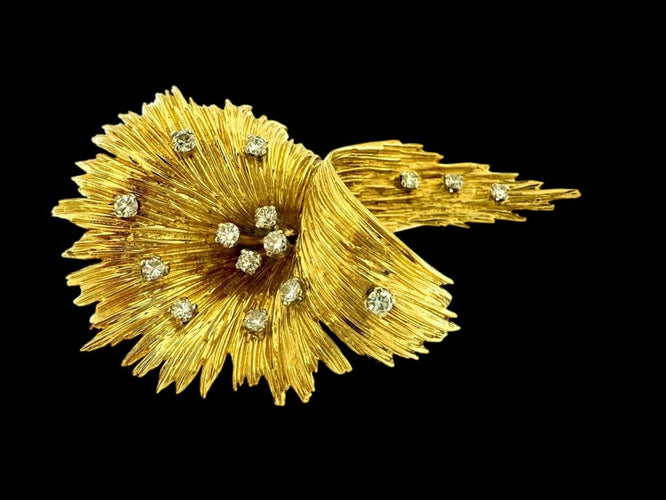 Broche Broche Art déco italienne en or 18 carats avec diamants 58 Facettes