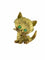 Broche Broche rétro chat en or rose, blanc et jaune 18 carats avec émeraudes 58 Facettes