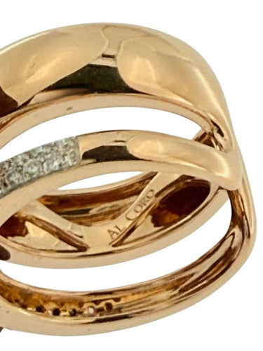 Bague 54.4 Al Coro Mezzaluna - Bague en or rose et diamants 58 Facettes