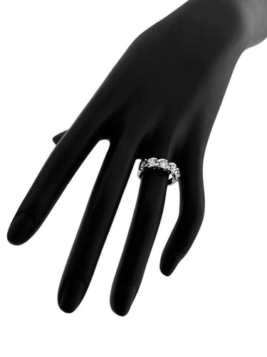Bague 51.9 Bague en or blanc 18 carats avec diamants naturels 58 Facettes