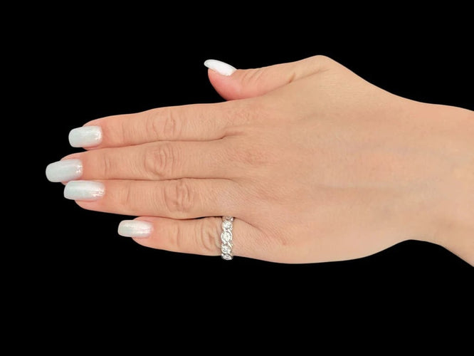 Bague 51.9 Bague en or blanc 18 carats avec diamants naturels 58 Facettes